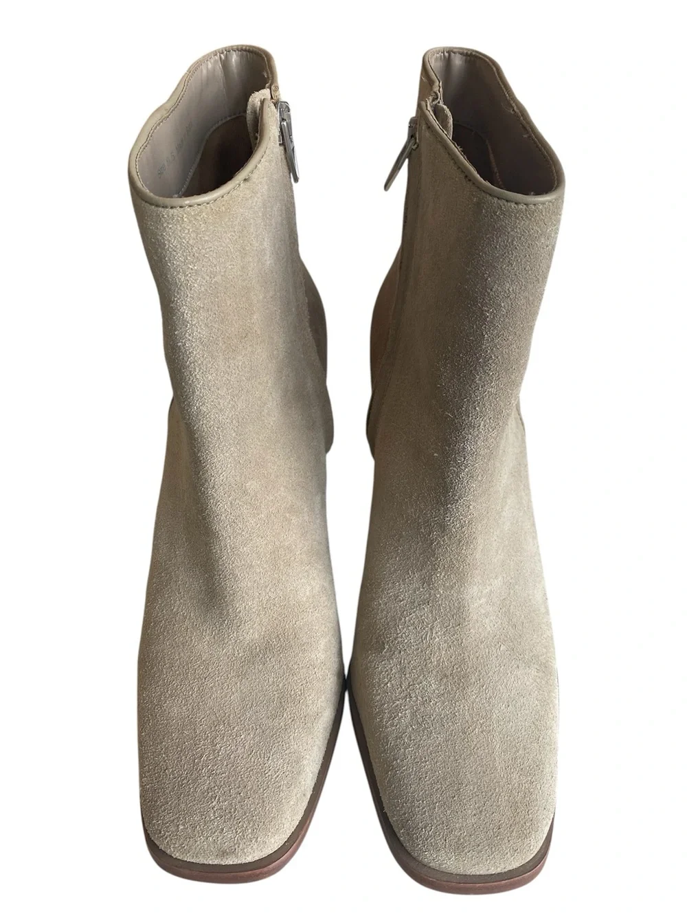 Dolce Vita Susann Wedge Heel Ankle Boot in Almond Suede Square Toe, size 8.5